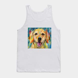 Artistic and Colorful Painting of Golden Retriever Smiling Tank Top